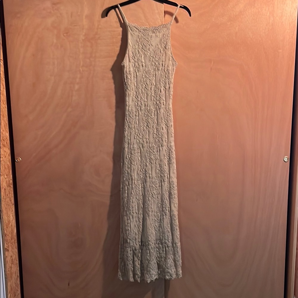 Chic Beige Textured Maxi Dress